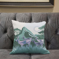 Loon Peak Dukeshire Broadcloth Indoor Outdoor Zippered Pillow in Brown Blue Green