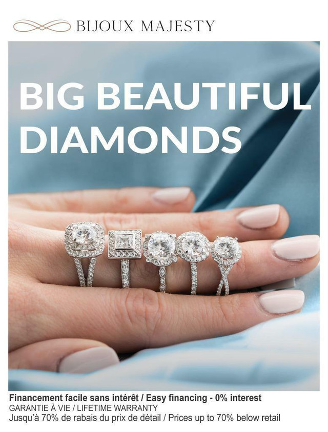 Diamond Engagement Ring Set + 2.00 total carat weight/ Set d’alliances de fiançailles en diamant + 2.00 carat total in Jewellery & Watches in Greater Montréal - Image 4