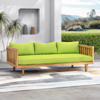 Latitude Run® Modern Upholstered Sofa Acacia Wood Sofa with pillow
