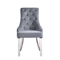Rosdorf Park Tufted Fabric Upholstered Side Chair in Grey Fabric