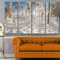 Made in Canada - Design Art 'Winter Snow Covered Wood' Photographic Print Multi-Piece Image on Canvas