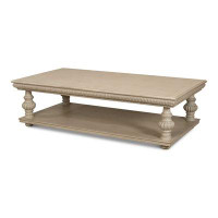 Sarreid Ltd Hugo Solid Wood Floor Shelf Coffee Table with Storage