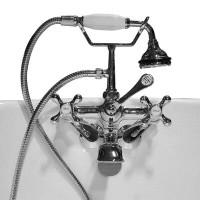 Cambridge Plumbing Triple Handle Wall Mounted Clawfoot Tub Faucet with Diverter and Handshower