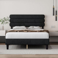 Ebern Designs King Size Upholstered Platform Bed In Linen Fabric