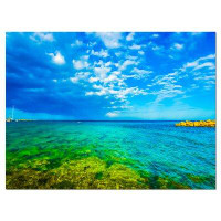 Made in Canada - Design Art Picturesque Green Blue Seashore Photographic Print on Wrapped Canvas