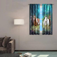 Union Rustic Horse Forest Blackout Curtains For Bedroom, Rod Pocket Window Treatments - Set Of 2, W42 X L63