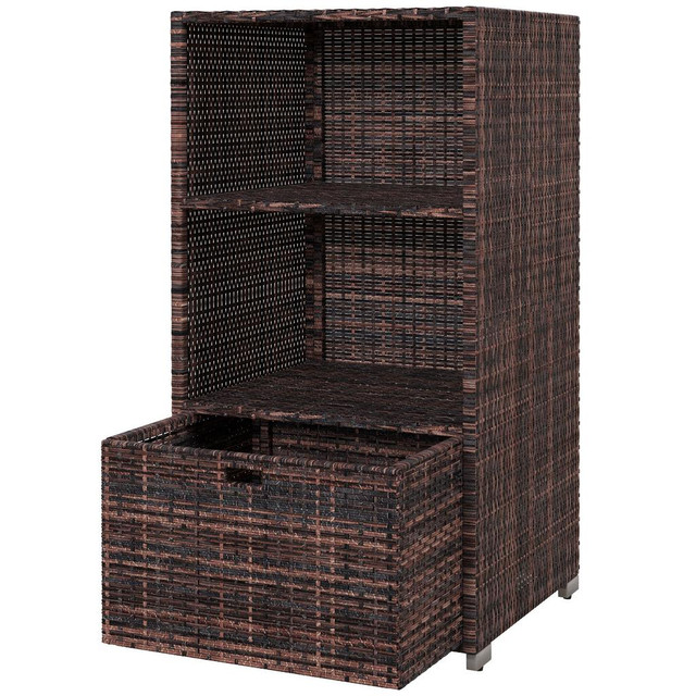 Rattan Storage Cabinet 23.6" x 23.6" x 47.2" Brown in Storage & Organization - Image 2