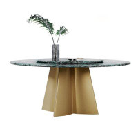 STAR BANNER Italian light luxury high-end family round dining table with turntable