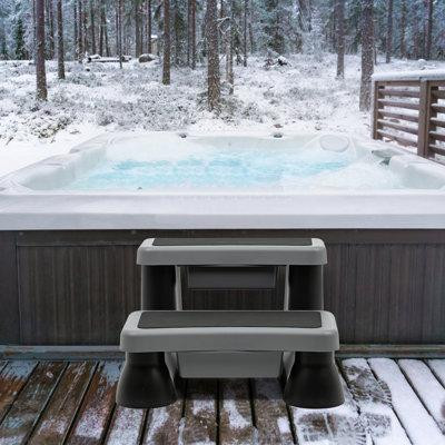 ShangQuan WuLiu Hot Tub Step Dark Grey with Storage, Spa Steps with Storage Compartment in Hot Tubs & Pools