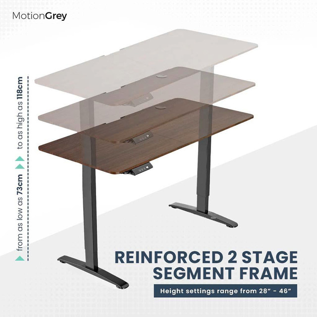 MotionGrey - Electric Motor Height Adjustable Standing Desk, Ergonomic Stand Up Desk, Adjustable Computer Sit Stand Desk in Desks - Image 3