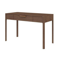 Latitude Run® Gemni 47 Inch Office Desk, 1 Drawer, Rectangular, Walnut Brown Wood Finish