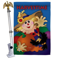 Breeze Decor Harvestime - Impressions Decorative Aluminum Pole & Bracket House Flag Set HS113031-BO-02