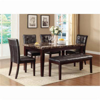 Wildon Home® 6Pc Transitional Dining Set With Faux Marble Top Table,Button-Tufted 4 Side Chairs And Bench