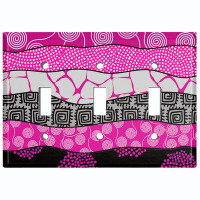 WorldAcc Metal Light Switch Plate Outlet Cover (Safari Pattern African Tribal Pink Stripes   - Single Toggle)