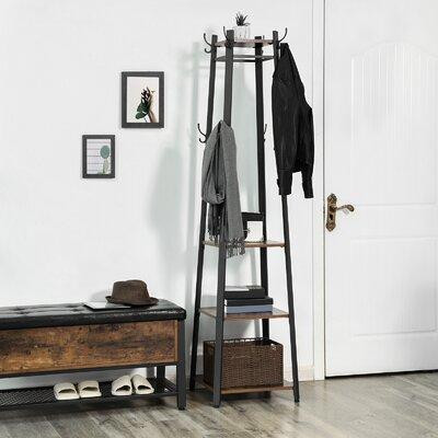 Union Rustic Clary Metal 8 - Hook Freestanding Coat Rack with Storage in Other