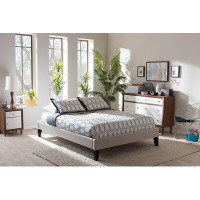 Lefancy.net Lefancy Lancashire Modern & Contemporary Grey  Upholstered Queen Size Bed Frame with Tapered Legs