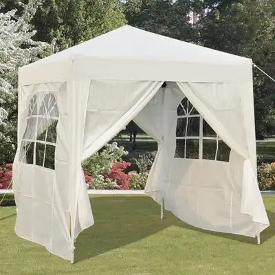 6.6’ x 6.6’ Pop-Up Portable Event Party Wedding Tent Gazebo Canopy w/ 4 Walls, Windows - White