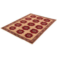 Isabelline Hand-Knotted Rizbaft Tan Wool Rug 6'10" X 9'6"