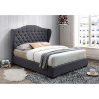 Wildon Home® Grey Upholstered Bed With Wood Legs, Includes Mattress Support. King 78''
