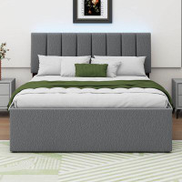 Latitude Run® Teddy Fleece Full Size Upholstered Platform Bed With Trundle