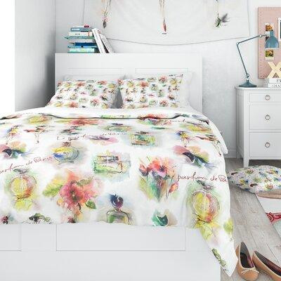 East Urban Home Designart Perfume Bottles and Flowers Duvet Cover Set in Bedding