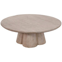 Joss & Main Malakoff 42" Round Reclaimed Pine Modern Coffee Table with 4 Clover Pedestal Base