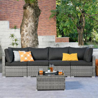 Latitude Run® Wicker Outdoor Patio Sectional Sofa With Cushions