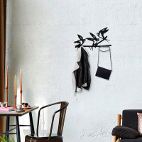 East Urban Home Chipperfield Iron 4 - Hook Wall Mounted Coat Rack in Black
