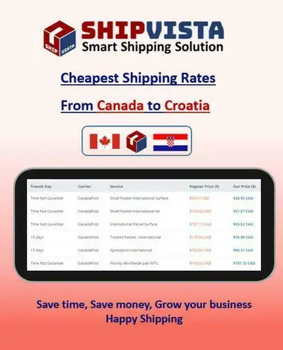 ShipVista provides the cheapest shipping rates from Canada to Croatia. Whether you are an individual...