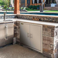 VEVOR 31" X 31" BBQ Access Island Double Door Outdoor Kitchen Stainless Steel Cabinet