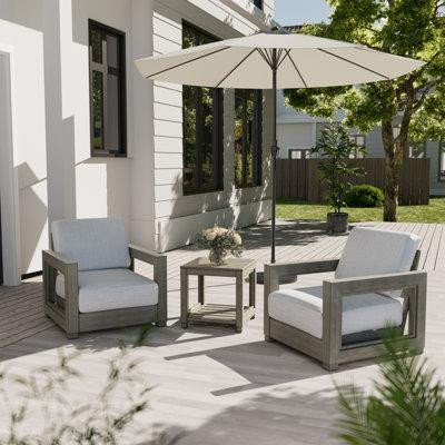 EGEIROS LIFE 3-Piece Aluminum Patio Conversation Set With Hand-Painted Frame And Cushions in Patio & Garden Furniture