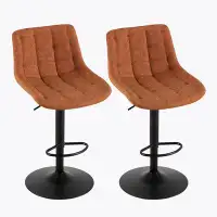 17 Stories Pu Leather Swivel Adjustable Height Bar Stool Chair,Set of 2