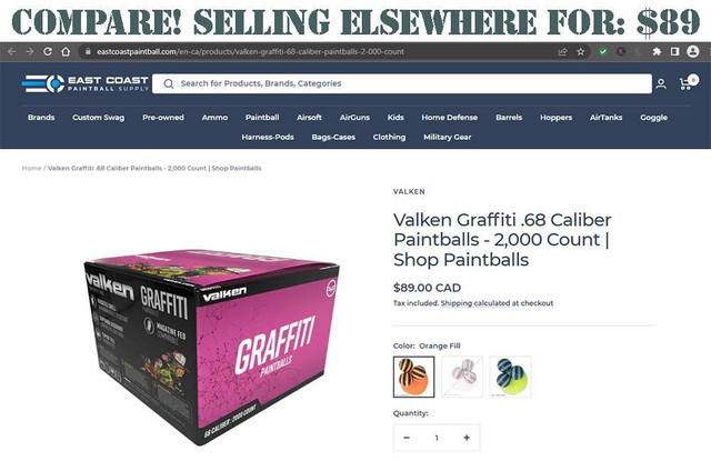 Valken® Graffiti 2000 Count .68 Caliber Paintballs (Blue Fill paintballs)) in Paintball - Image 3