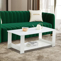 Ebern Designs Modern Style Wooden Coffee Table with Shelf, for Living Room