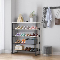 Hokku Designs 5 Tiers Shoe Rack,Multi-Purpose Adjustable Flat And Slant White Marble Freestanding Organizer Storage Rack