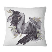 East Urban Home Black Swan With Open Wings I - Traditional Printed Throw Pillow