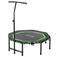 48 MINI TRAMPOLINE, FOLDABLE TRAMPOLINE WITH ADJUSTABLE HANDLE BAR FOR ADULTS EXERCISE, WORKOUT, FITNESS, GREEN