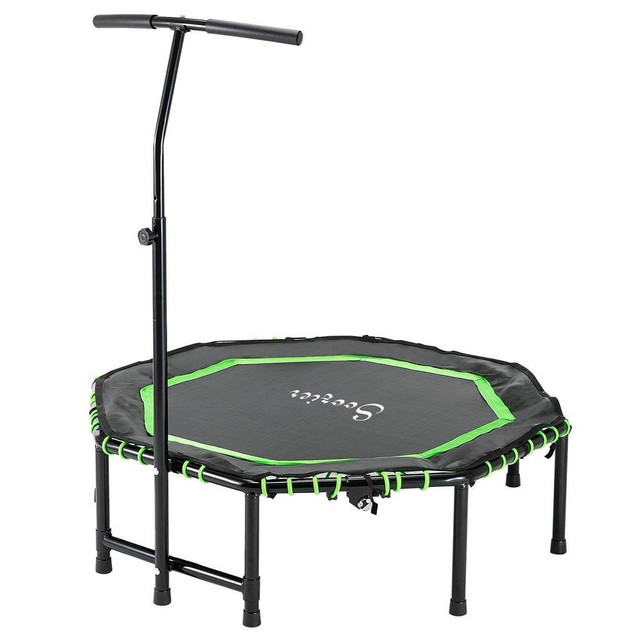 48 MINI TRAMPOLINE, FOLDABLE TRAMPOLINE WITH ADJUSTABLE HANDLE BAR FOR ADULTS EXERCISE, WORKOUT, FITNESS, GREEN dans Appareils d'exercice domestique  à Thunder Bay