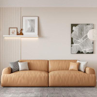 Fortuna Femme 110.24" Orange Genuine Leather Modular Sofa cushion couch