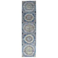 Landry & Arcari Rugs and Carpeting Oriental Handmade Runner 2'10" x 11' Wool Area Rug in Blue