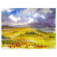 Design Art Beautiful Tuscan Hills Italy - Wrapped Canvas Graphic Art Print