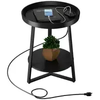 Latitude Run® 2-Tier Round End Table With Charging Station