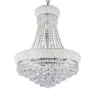 Benjara Crystal Ceiling Lamp With Chandelier Design Body, Clear