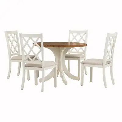 Breakwater Bay Mid-Century Solid Wood 5-Piece Round Dining Table Set