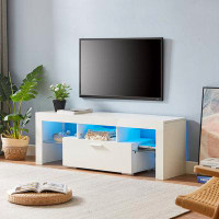 Wrought Studio Morden TV Stand With LED Lights,High Glossy Front TV Cabinet,Can Be Assembled In Lounge Room, Living Room