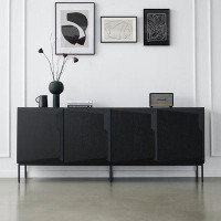 zhulinjiaju Black Simple Design Sense Solid Wood TV Stand. 70.8'' W Storage Credenza