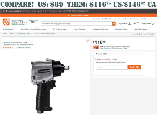 POWERMATE PX® 1/2-INCH COMPACT IMPACT WRENCH -- Big Box price $146.62 -- Our price $89! in Power Tools - Image 3