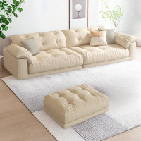 HOUZE 85.83" Creamy White 100% Polyester Modular Sofa cushion couch