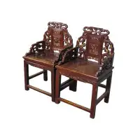 DYAG East Asian Classic Pair Antique Chinese Taishi Arm Chairs 1