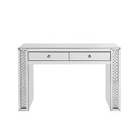 Everly Quinn Nysa Vanity Desk, Mirrored & Faux Crystals